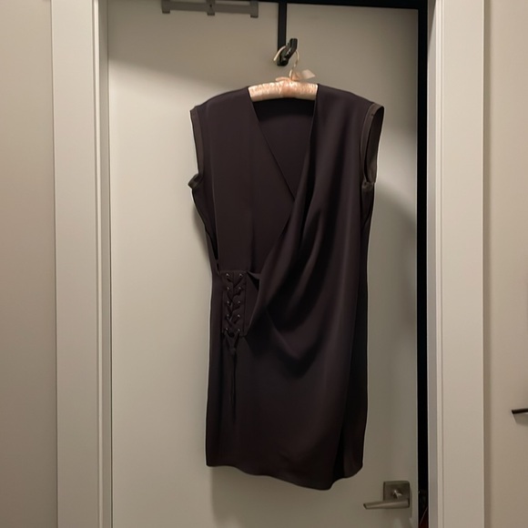 AllSaints Gray-GreenSleeveless Dress with Lace-Up - Picture 6 of 6